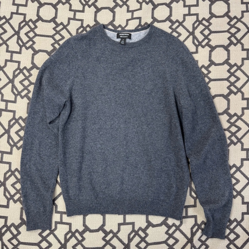 Nordstrom 100% Cashmere Crewneck Sweater Gray Sz M